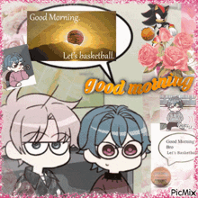 a collage of cartoon characters with the words good morning