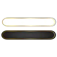 a white and a black oval with gold trim