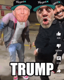 a group of men are standing next to each other and the word trump is on the bottom