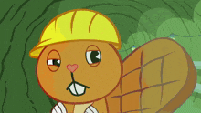 a cartoon drawing of a beaver wearing a yellow hard hat