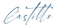 the word castillo is written in a blue font on a white background