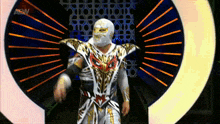 a wrestler is walking through a tunnel with a aew logo on the bottom right