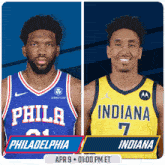 philadelphia and indiana are playing on april 9