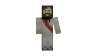 a minecraft character of jesus with a red sash around his waist