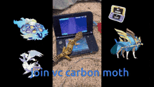 a lizard is sitting on a nintendo 3ds next to a game boy