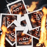 a bunch of burning shibuya drm cards