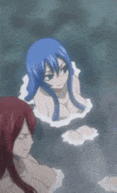 a couple of anime girls are taking a bath
