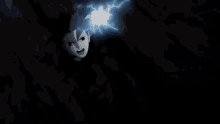 a close up of a person 's face with a lightning bolt coming out of it