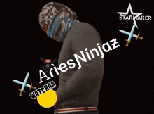a man with a mask on his face and the words aries ninjaz watchaa