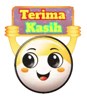 a smiley face holds up a sign that says terima kasih