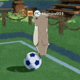 a cartoon of a rabbit kicking a soccer ball with the name pc homies911 visible