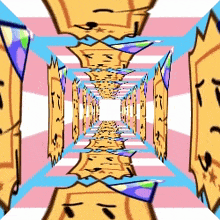 a cartoon drawing of a tunnel with faces on it