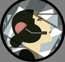 an illustration of a woman wearing a headset that says ccc on it