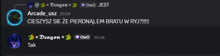 a screenshot of a conversation between dragon and arcade_usz