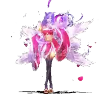 a pixel art drawing of a woman with purple hair