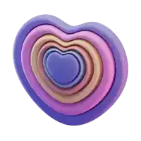 a purple heart shaped object is stacked on top of each other on a white background