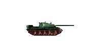 a green tank with red tracks and a black top