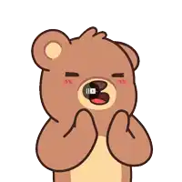 a cartoon of a teddy bear with his eyes closed