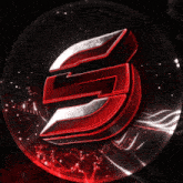 a red letter e in a circle with a black background