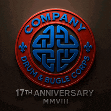 a logo for company drum & bugle corps with a celtic symbol