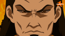 a close up of a man 's face with a nickelodeon logo