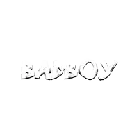 a black and white image of the word badboy on a white background