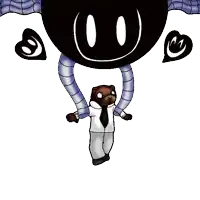a cartoon drawing of a teddy bear wearing a tie and a white shirt