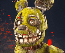a close up of a cartoon character with a yellow face