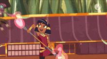 a cartoon of a girl holding a wand with cnn on the bottom left