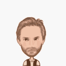 a cartoon of a man with a beard is pointing at the camera .
