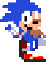 a pixel art of sonic the hedgehog with a beard