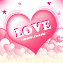 a pink heart with love written on it