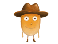 a cartoon character wearing a hat and boots