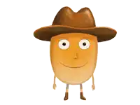a cartoon character wearing a hat and boots