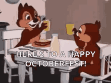 cheers drinking cartoon heres to a happy octoberfest smile