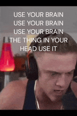 a man wearing headphones with a caption that says 