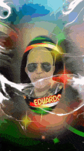 a drawing of a man with sunglasses and the name eduardo on it