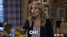 a woman in a netflix advertisement says oh