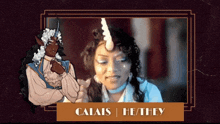 a drawing of a woman with horns and the name calais