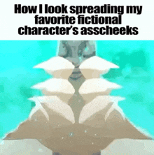 a cartoon of a person spreading their favorite fictional character 's ass cheeks .