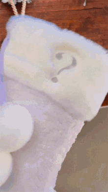 a white stocking with a question mark on it