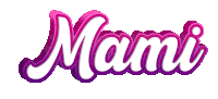 the word mami is written in purple and white