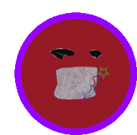 a red circle with a purple border around it