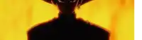 a close up of a person 's face in the dark with a yellow background .