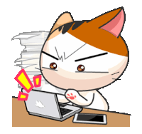 a cat is sitting at a desk using a laptop computer