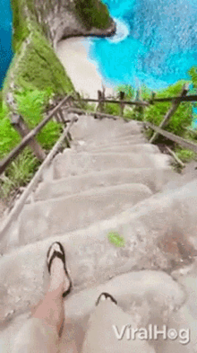 walk down viralhog stairs beach penida island