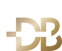 a gold db logo with a checkered pattern