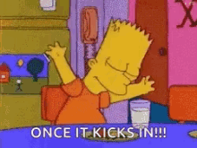 Stoned Bart Simpson GIF - Stoned Bart Simpson Kicks In GIFs
