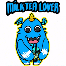blue monster milk tea drink tea time