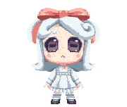 a pixel art drawing of a girl with white hair